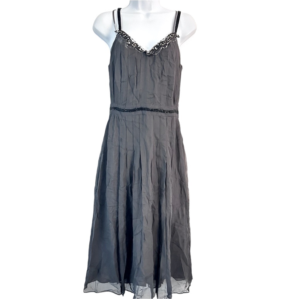 Y2K Silk Fairy Whimsigoth Midi Beaded Slip Dress Size 6 NWT